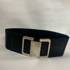 Express Black faux Leather Belt with Silver Buckle Fashion S/M. NWT